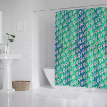 Load image into Gallery viewer, Golden Daisies Turquoise pattern : Bath Shower Curtain – 12 different sizes – Free standard shipping
