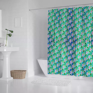 Golden Daisies Turquoise pattern : Bath Shower Curtain – 12 different sizes – Free standard shipping