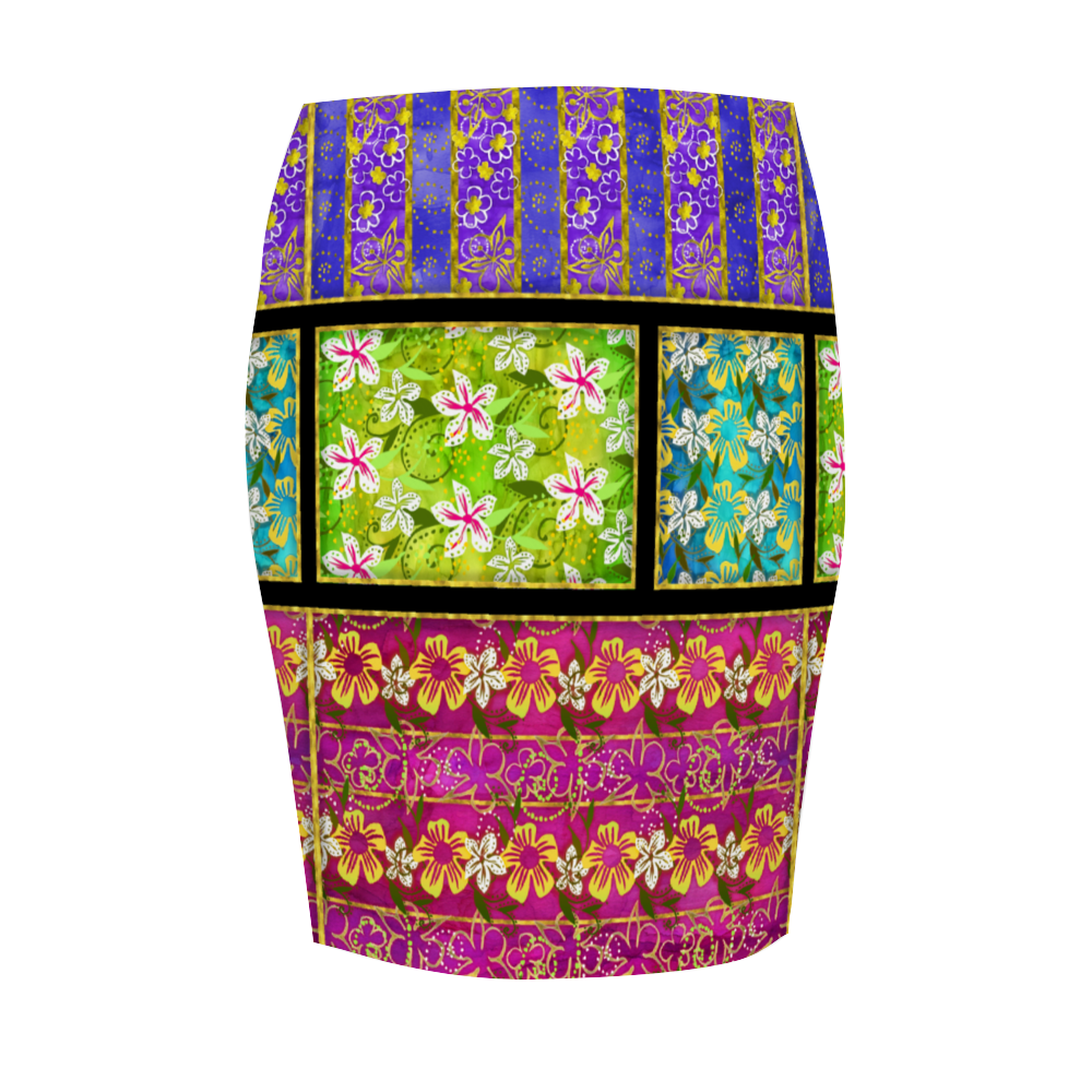 Golden Daisies : Women All Over Print Elasticated short Waist Pencil Skirt -  Up to 2XL - Free standard shipping