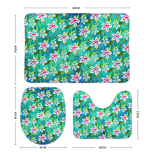 Load image into Gallery viewer, Golden Daisies Turquoise Pattern : Bath mats - 3 piece set - Free standard shipping
