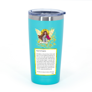 Prosperity Angel with Prayer : Multicolor Stainless Steel Vacuum -insulated large mug without handle  20 oz - Free standard shipping