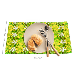 Golden Daisies green pattern : Heat Resistant Placemats  - 11.8" x 17.7" -  30cm x 45cm - 4 Sheets Per Set - Free standard shipping