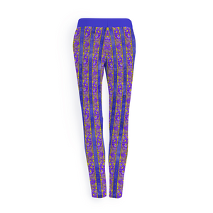 Golden Daisies purple pattern : Leggings Yoga pants – Small  up to 3XL -  Free standard shipping