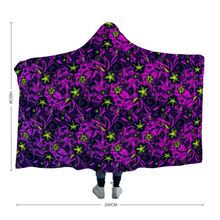 Load image into Gallery viewer, Glowing Flowers - Lolitta Punk Pattern : Cloak  Hooded Blanket,  Polar Fleece-  3 Sizes: 40&quot;x50,  50&quot;x60&quot;,  60&quot;x80&quot;  - Free standard shipping
