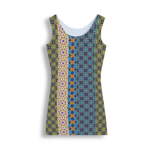 Byzantium Garden - Straight lines : Tank Mini stretchy Dress - Polyester - Free standard shipping