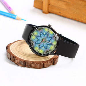 Magic Stardust pattern green : Black Plastic Quartz Watch in premium gift box - 1.6 × 1.6" - Free standard shipping