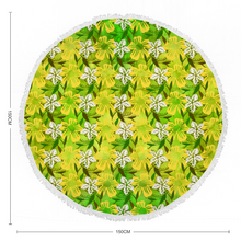 Load image into Gallery viewer, Golden Daisies Green pattern : Round picnic or beach  Mat - 150cm x 150cm - 59&#39;&#39; x 59&#39;&#39; -  Free standard shipping
