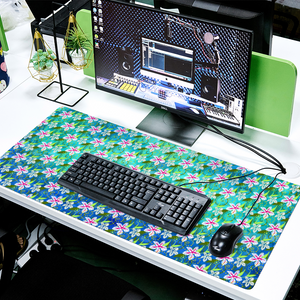 Golden Daisies Turquoise Pattern : Large Rectangular Non-slip Mouse Pad 40cm x 90cm 16" x 35" - Free standard shipping