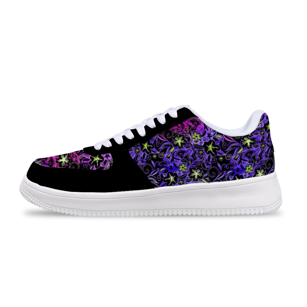 Glowing Flowers : Fiber Leather Unisex Leisure Sports Shoes Very Comfortable - Free standard shipping