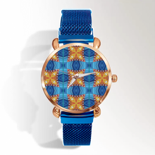 Load image into Gallery viewer, Byzantium Garden: 5 Different colors and designs Quartz Watch metallic bracelet, Magnetic Buckle - Bronze Frame - Many Metallic Bracelet Colors - in premium gift box - 1.3 × 1.3&quot; - Free standard shipping
