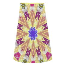 Load image into Gallery viewer, Byzantium Garden: Golden sun eddition A-line Midi Skirt - Polyester stretch fabric - Free standard shipping
