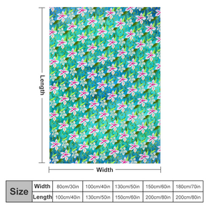 Golden Daisies Turquoise pattern : Thin Flannel Blanket - single sided print – 4 Sizes 60’’x80, 60’’x50, 40’’x50, 40’’x30  - Free standard shipping