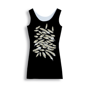 Angelic feathers black bg : Tank Mini stretchy Dress - Polyester - Free standard shipping