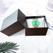 Load image into Gallery viewer, Engraving Window : Quartz Watch metallic bracelet, Magnetic Buckle - Bronze Frame - Many Metallic Bracelet Colors - in premium gift box - 1.3 × 1.3&quot; - Free standard shipping
