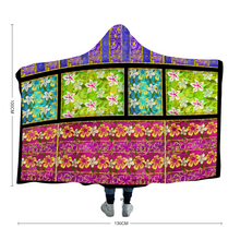 Load image into Gallery viewer, Golden Daisies Mixed pattern : Cloak  Hooded Blanket,  Polar Fleece-  3 Sizes: 40&quot;x50,  50&quot;x60&quot;,  60&quot;x80&quot;  - Free standard shipping
