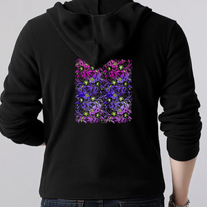 Glowing Flowers : Unisex Zippered Hoodie Cotton (50%)- Black or White -  Gildan 88600 - XS to 2XL