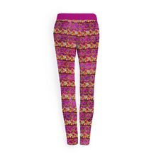 Load image into Gallery viewer, Golden Daisies Magenta pattern : Leggings Yoga pants – Small  up to 3XL -  Free standard shipping
