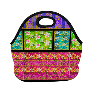 Golden Daisies mixed pattern : Insulated Lunch Bag 12" x 11" x 6.3"  -  Free standard shipping