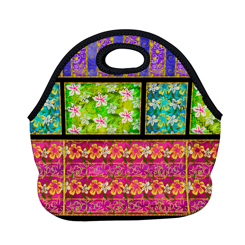 Golden Daisies mixed pattern : Insulated Lunch Bag 12