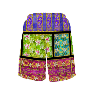 Golden Daisies mixed pattern : Men's Quick Dry Swim Beach Shorts – Elastic waist – Polyester – Free standard shipping