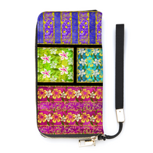 Load image into Gallery viewer, Golden Daisies Mixed Pattern : Money purse - 7.9&#39;&#39; x 4.1&#39;&#39; x 1&#39;&#39;- Credit Card Holders - Zipper Wristlet - Free standard shipping
