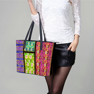 Golden Daisies Mixed Pattern : Trendy Handbag - 29cm x 34cm x 14cm (11.4" x 13.4" x 5.5") - Artificial Leather - Free standard shipping