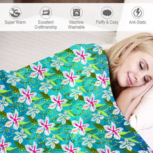 Load image into Gallery viewer, Golden Daisies Turquoise pattern : Thin Flannel Blanket - single sided print – 4 Sizes 60’’x80, 60’’x50, 40’’x50, 40’’x30  - Free standard shipping
