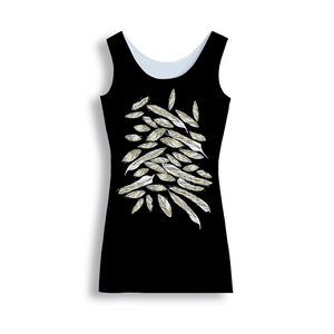 Angelic feathers black bg : Tank Mini stretchy Dress - Polyester - Free standard shipping