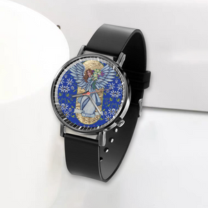 Beauty Angel : Black Plastic Quartz Watch in premium gift box - 1.6 × 1.6" - Free standard shipping