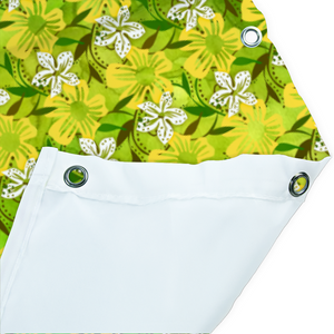 Golden Daisies Green pattern : Bath Shower Curtain – 12 different sizes – Free standard shipping