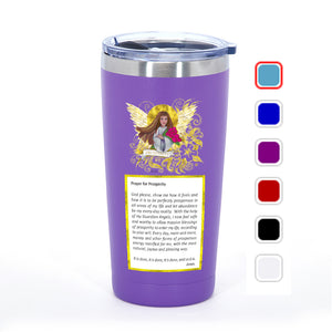 Prosperity Angel with Prayer : Multicolor Stainless Steel Vacuum -insulated large mug without handle  20 oz - Free standard shipping